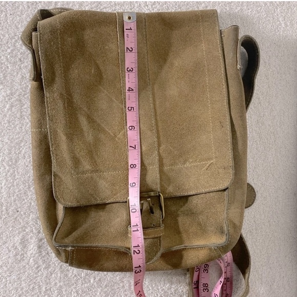 Vintage Tan Suede Leather Cross Body Boho Hobo Shoulder Bag Purse - Picture 15 of 15